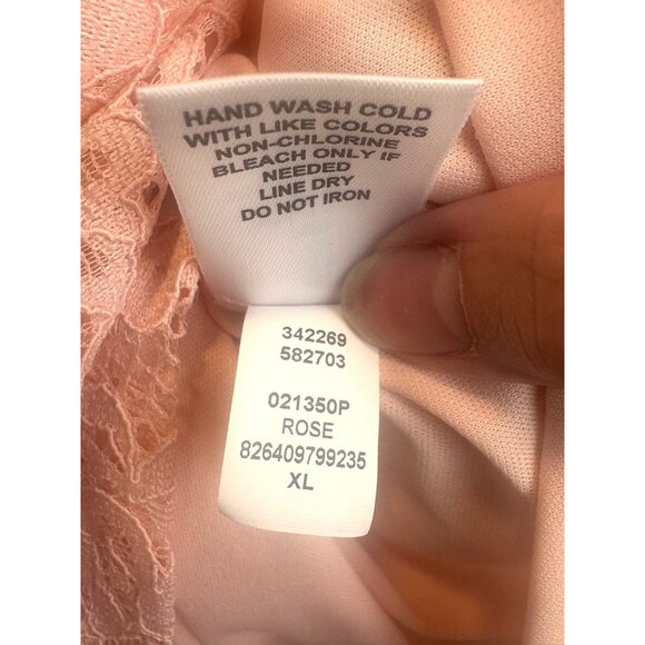 ELLE Lace 3/4 Bell Sleeve Blush Pink Stretch Top XL - Picture 9 of 9